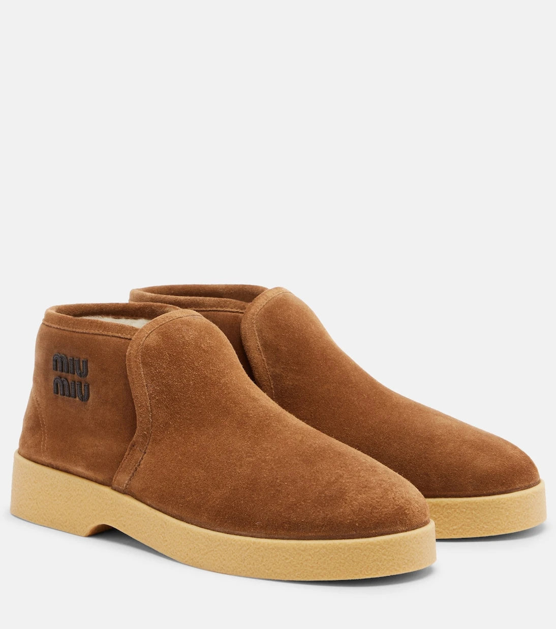 Miu Miu - Shearling-lined suede boots