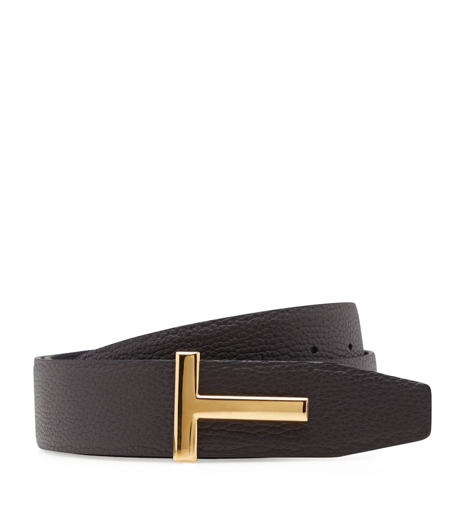Leather Reversible T Icon Belt