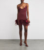 Oséree Burgundy Lumière Feather Mini Dress