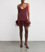 Oséree Burgundy Lumière Feather Mini Dress