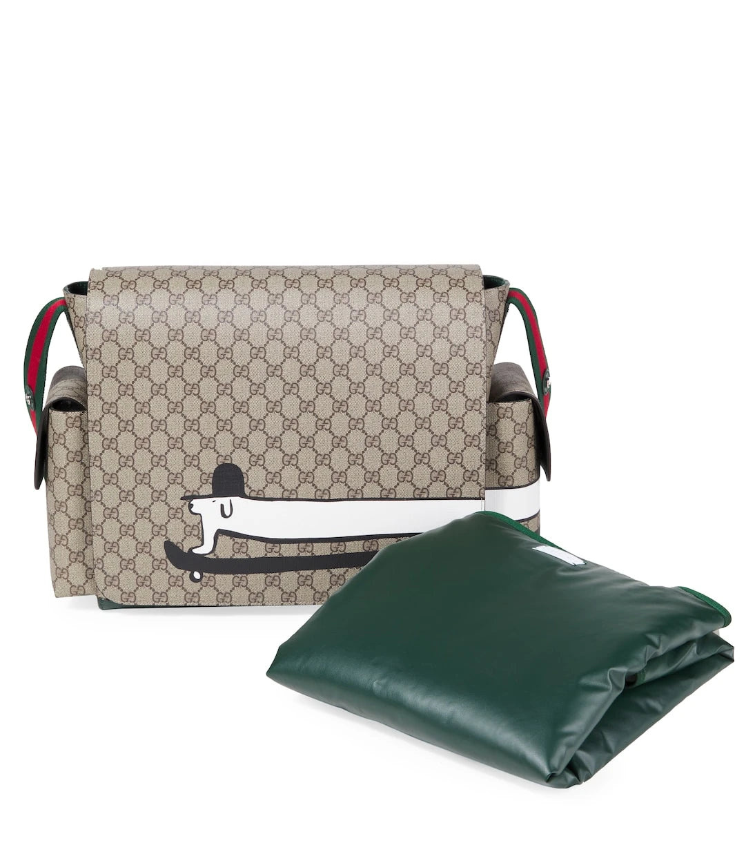 Gucci Kids - حقيبة تغيير حفاضات للأطفال من قماش GG والجلد