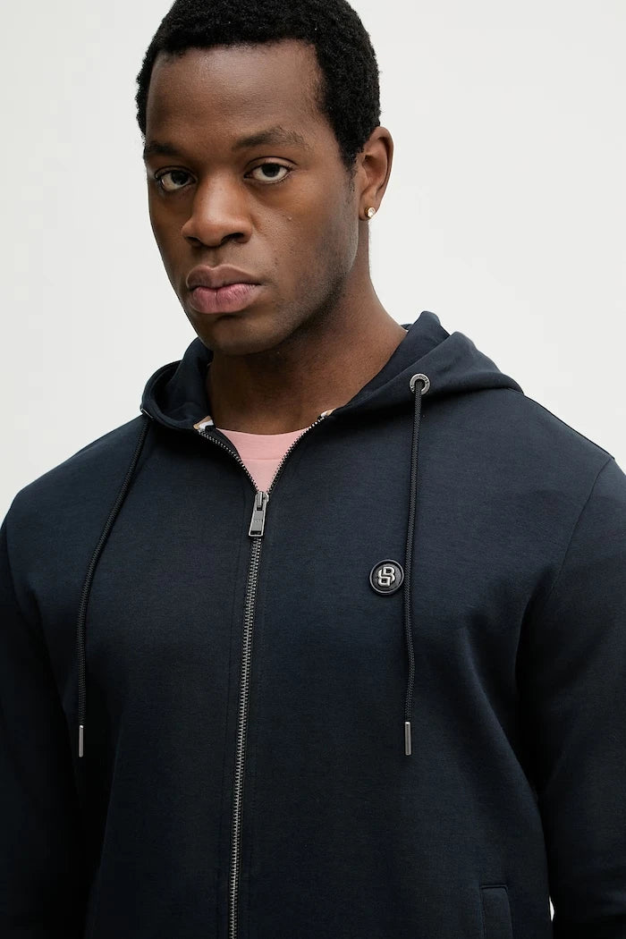 BOSS erkek pamuklu kapüşonlu ve fermuarlı sweatshirt C-Spence 01