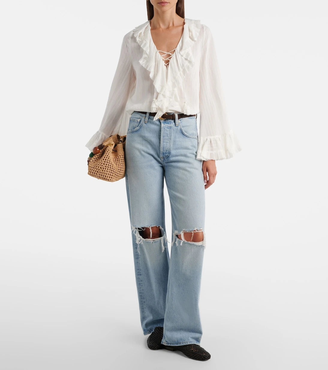 Jimmy Choo - Bon Bon Medium beaded raffia bucket bag