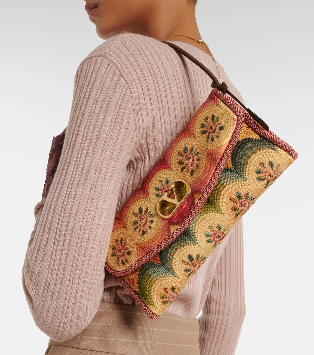 Valentino Garavani - DeVain Small floral jacquard shoulder bag