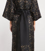 Daniel Hanson Black Silk Floral Kimono Dressing Gown