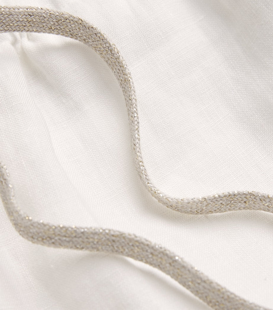 Eleventy White Linen Drawstring Shorts