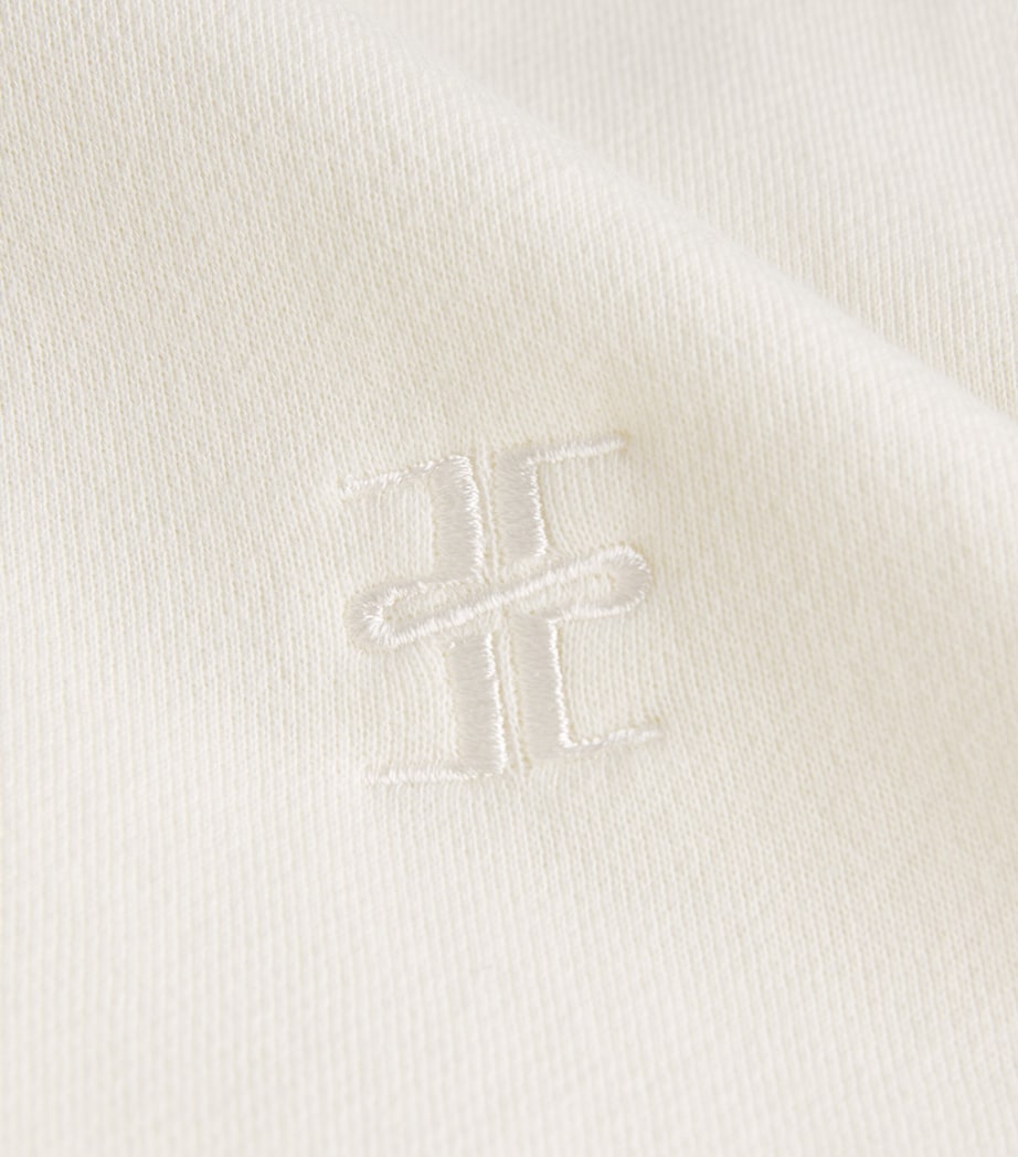 Ivory Cropped Cotton-Blend Half-Zip Sweatshirt