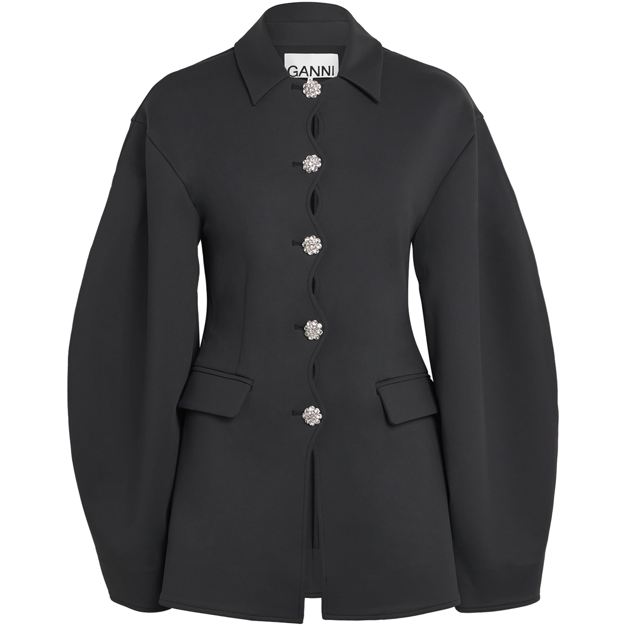 GANNI Black Neoprene Oversized Blazer