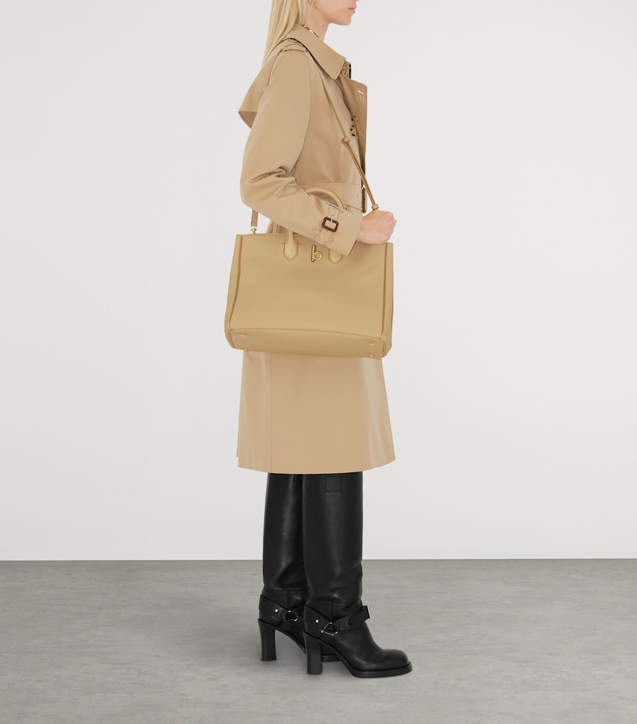 Burberry Beige Leather Medium Rocking Horse Tote Bag