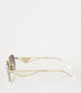 Gold Metal Rectangular Sunglasses