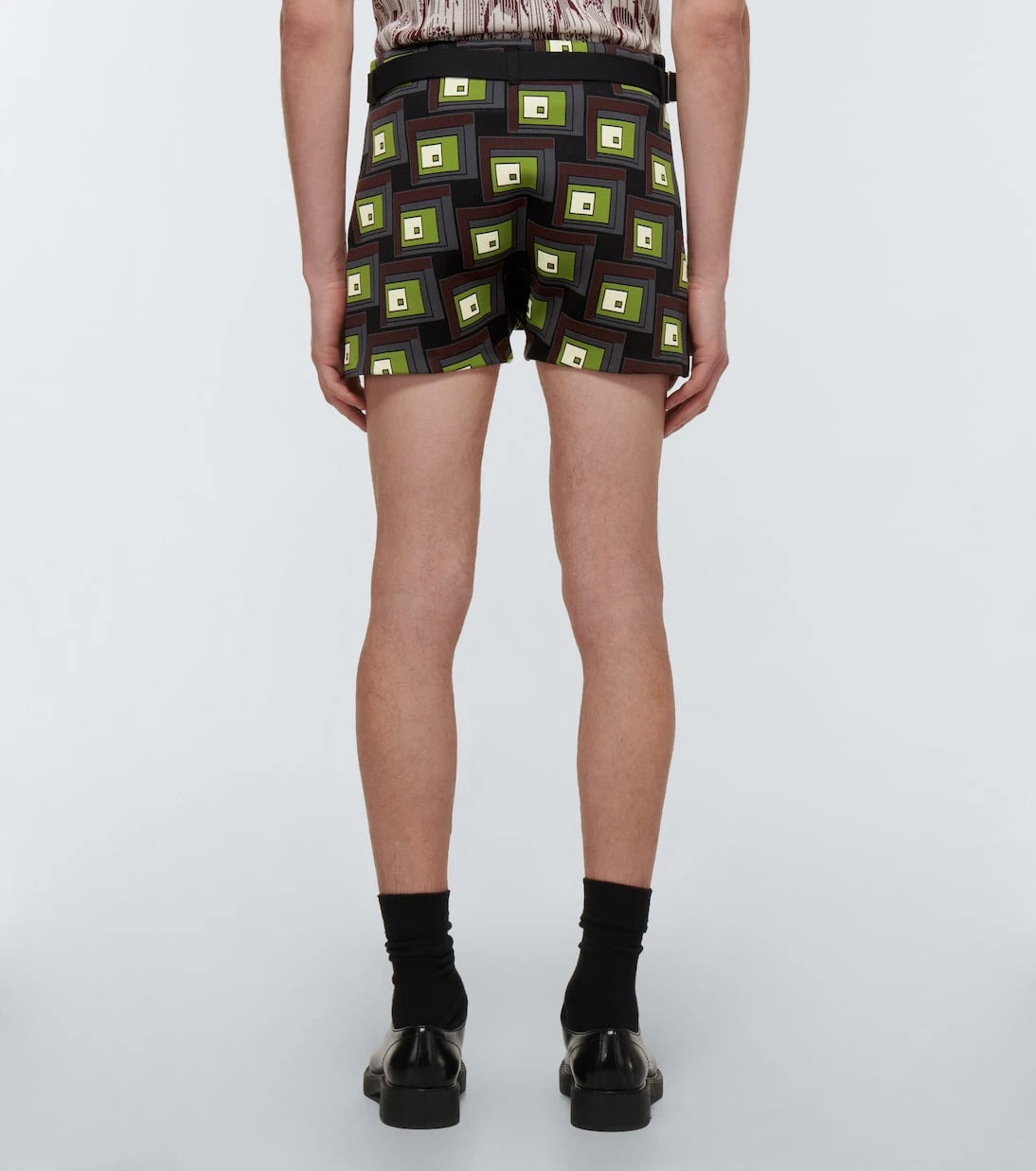 Prada - Belted jacquard shorts
