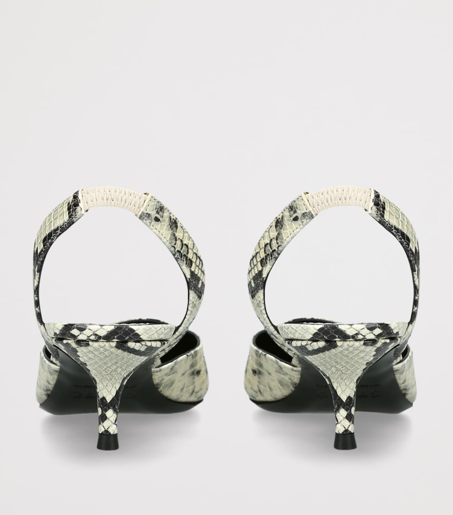 STAUD Leather Snake Print Sebastian Slingback Heels 55