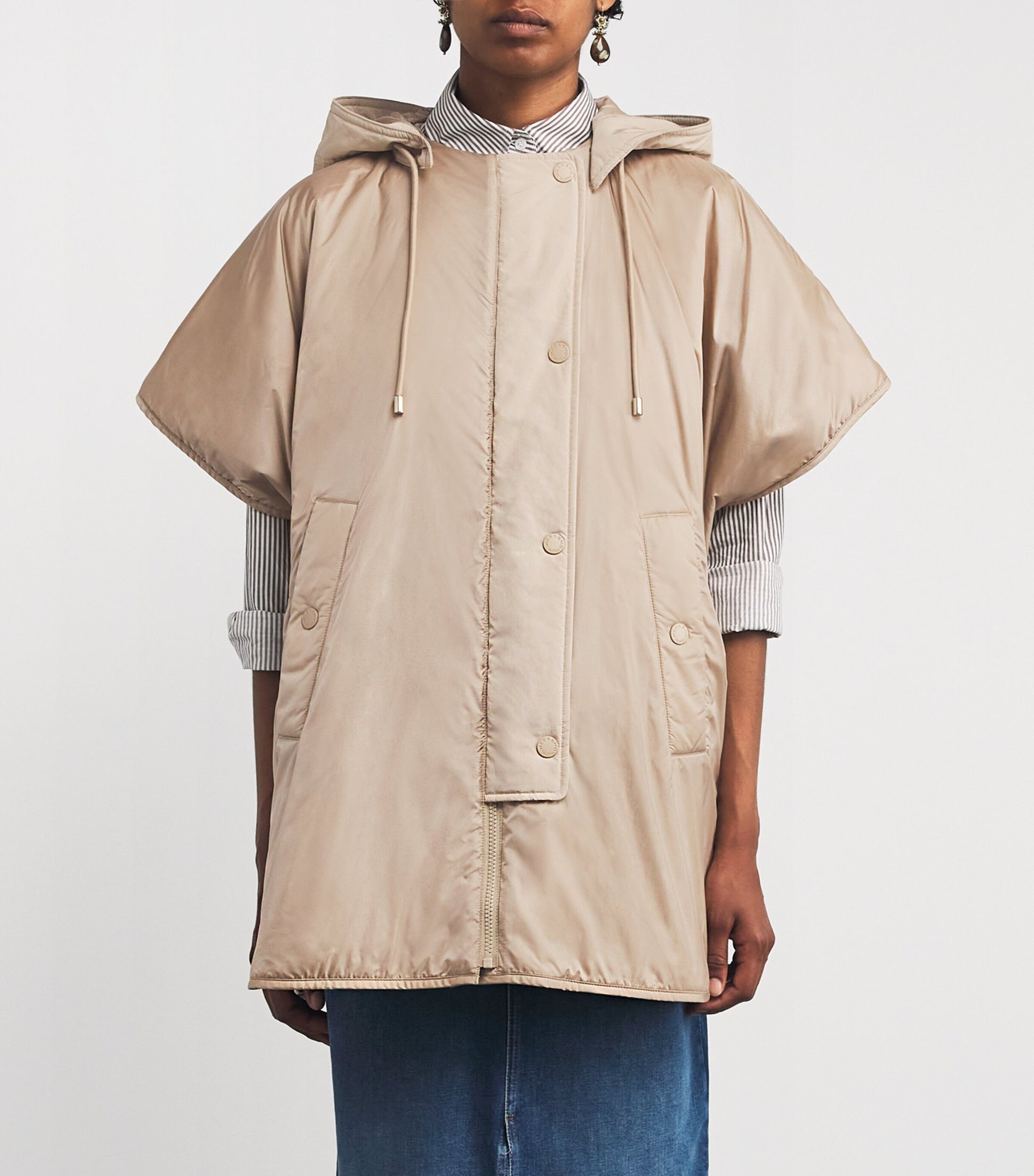 Weekend Max Mara Beige Reversible Padded Cape Jacket