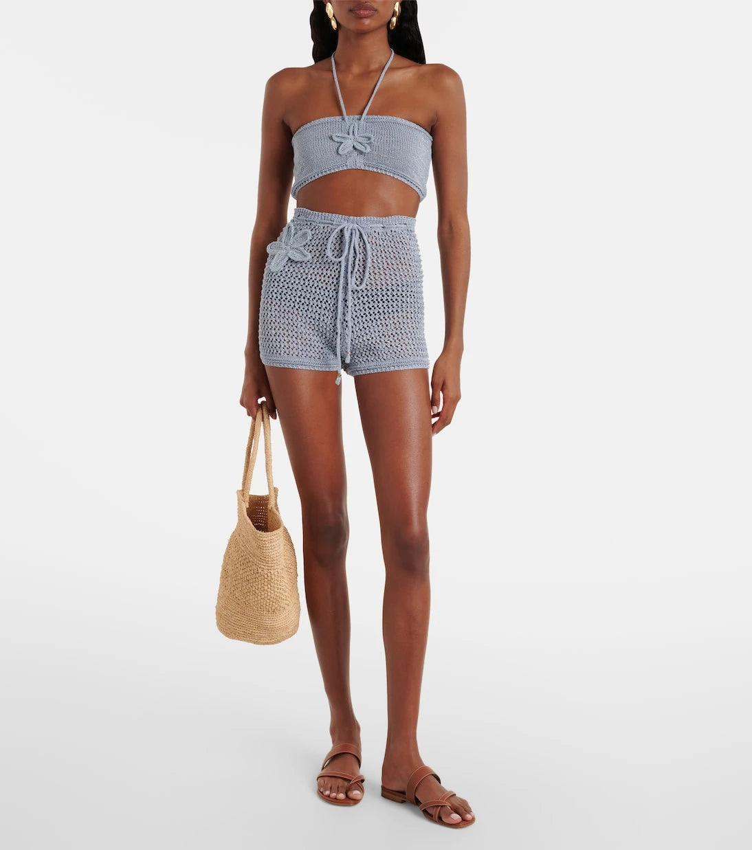 Bananhot - Zorya open-knit lamé shorts