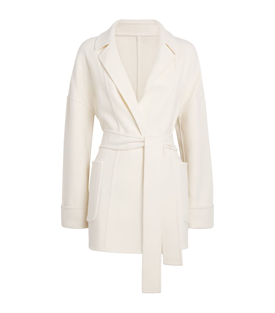 Eleventy White Wool Reversible Wrap Coat