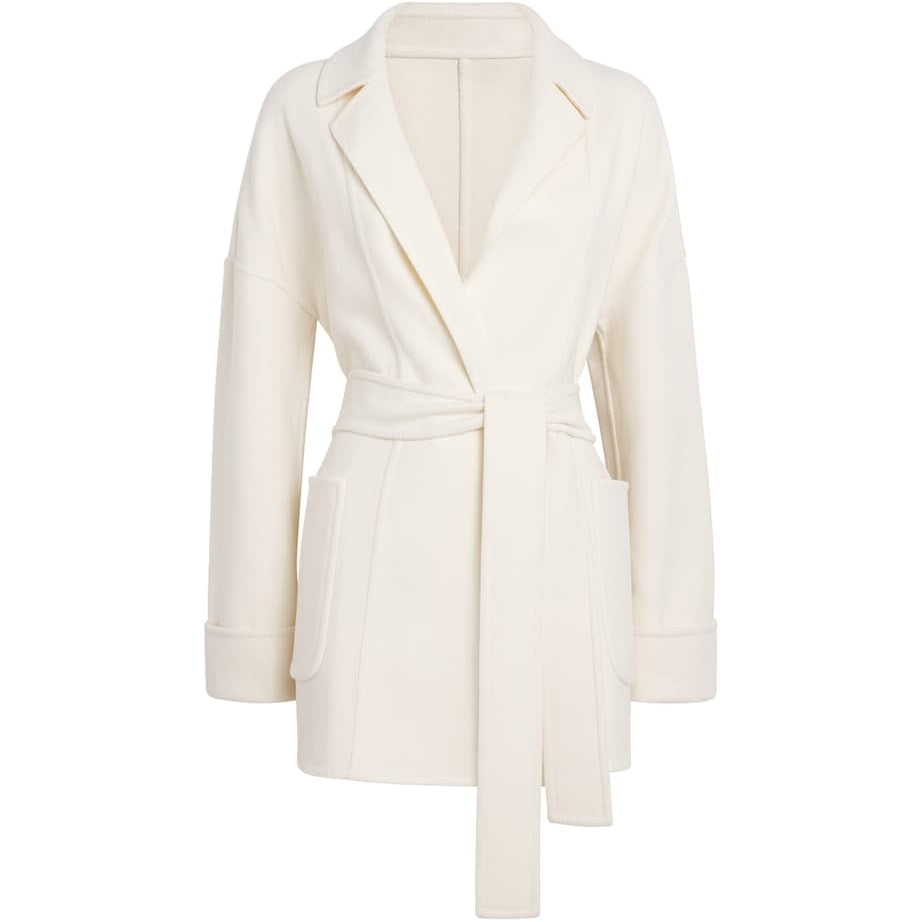 Eleventy White Wool Reversible Wrap Coat
