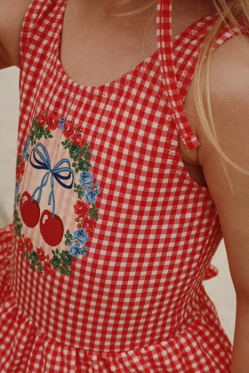 Konges Sløjd - Soline checked ruffled swimsuit