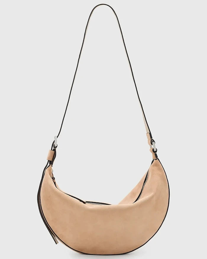 Велурена чанта AllSaints HALFMOON