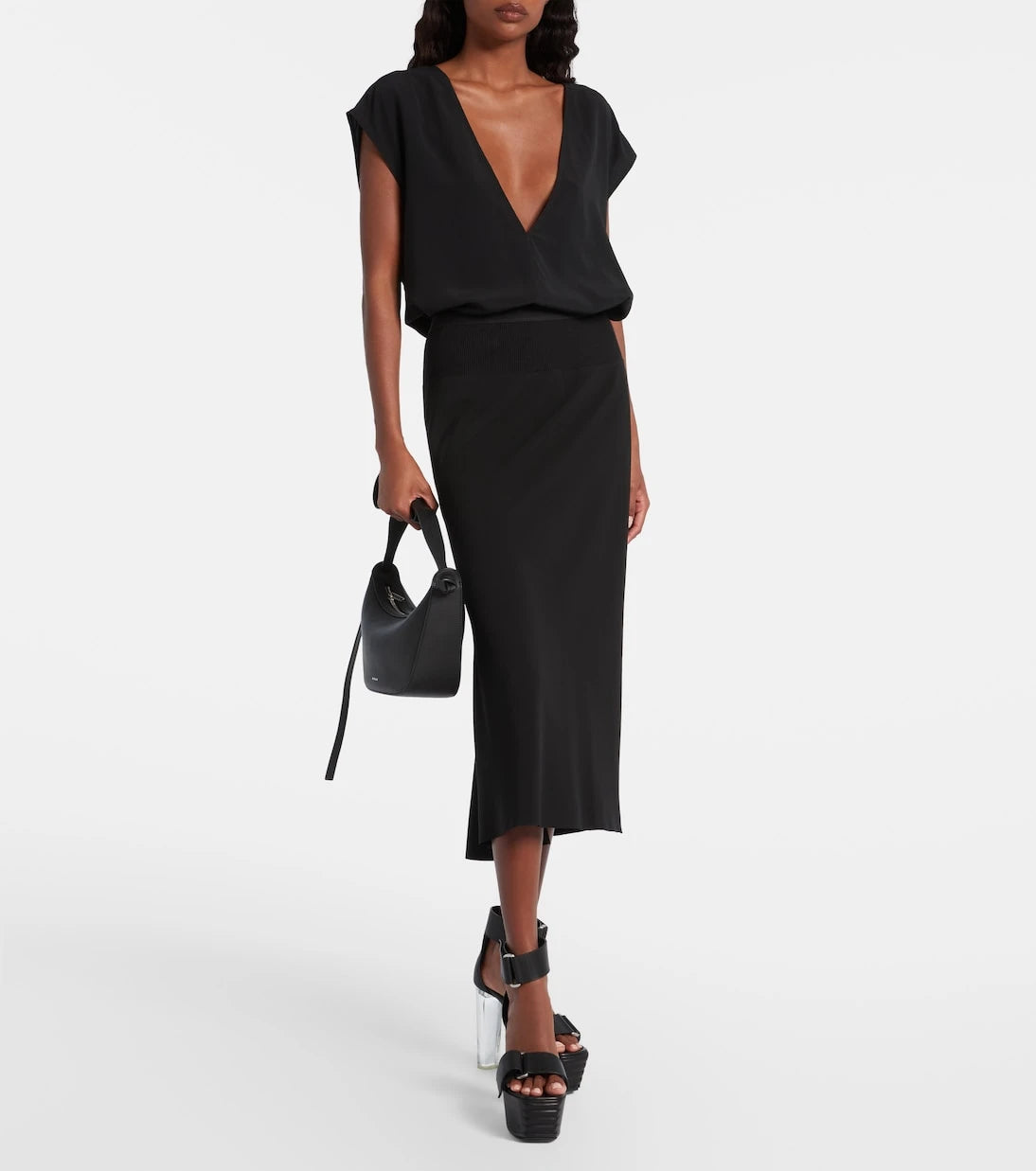 Rick Owens - Saten midi etek