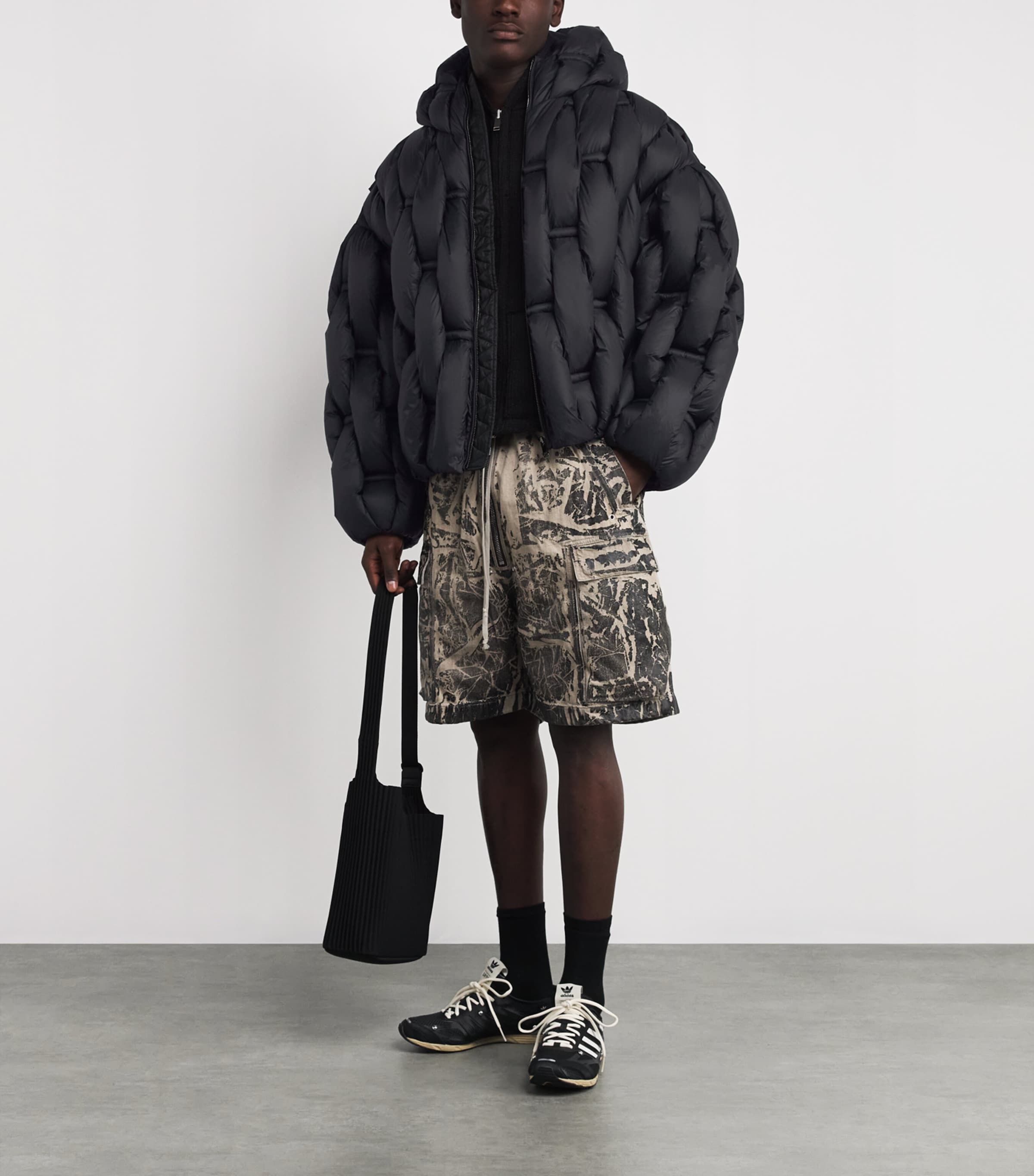 Raxxy Black 3D Down-Filled Woven Puffer Jacket