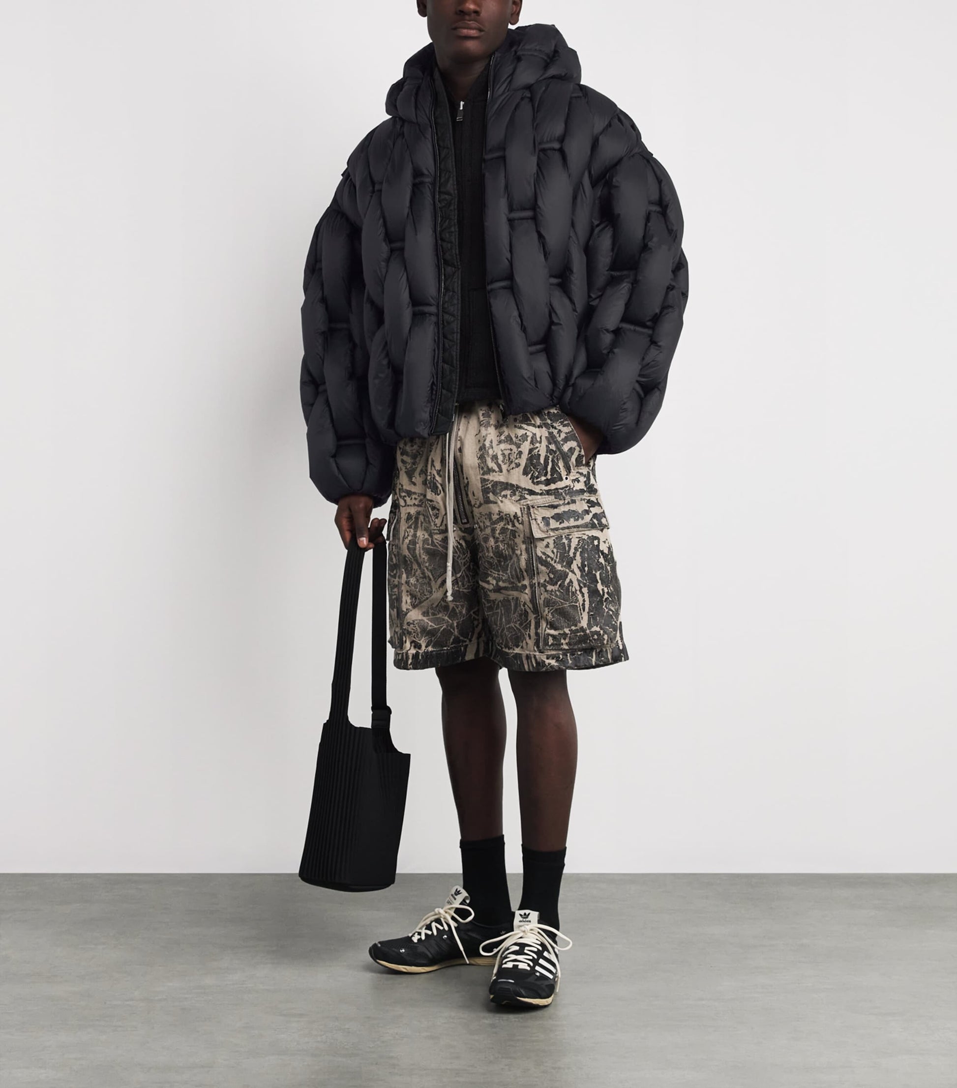 Raxxy Black 3D Down-Filled Woven Puffer Jacket