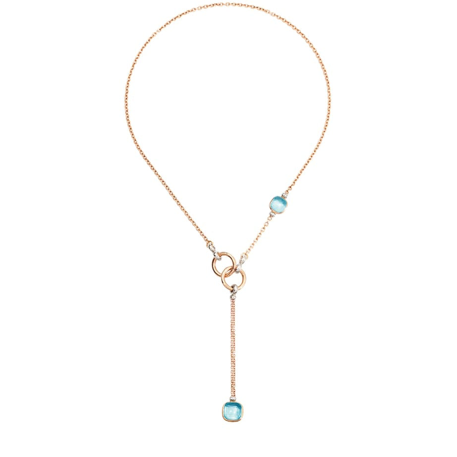 Pomellato Mixed Gold, Diamond and Topaz Nudo Necklace