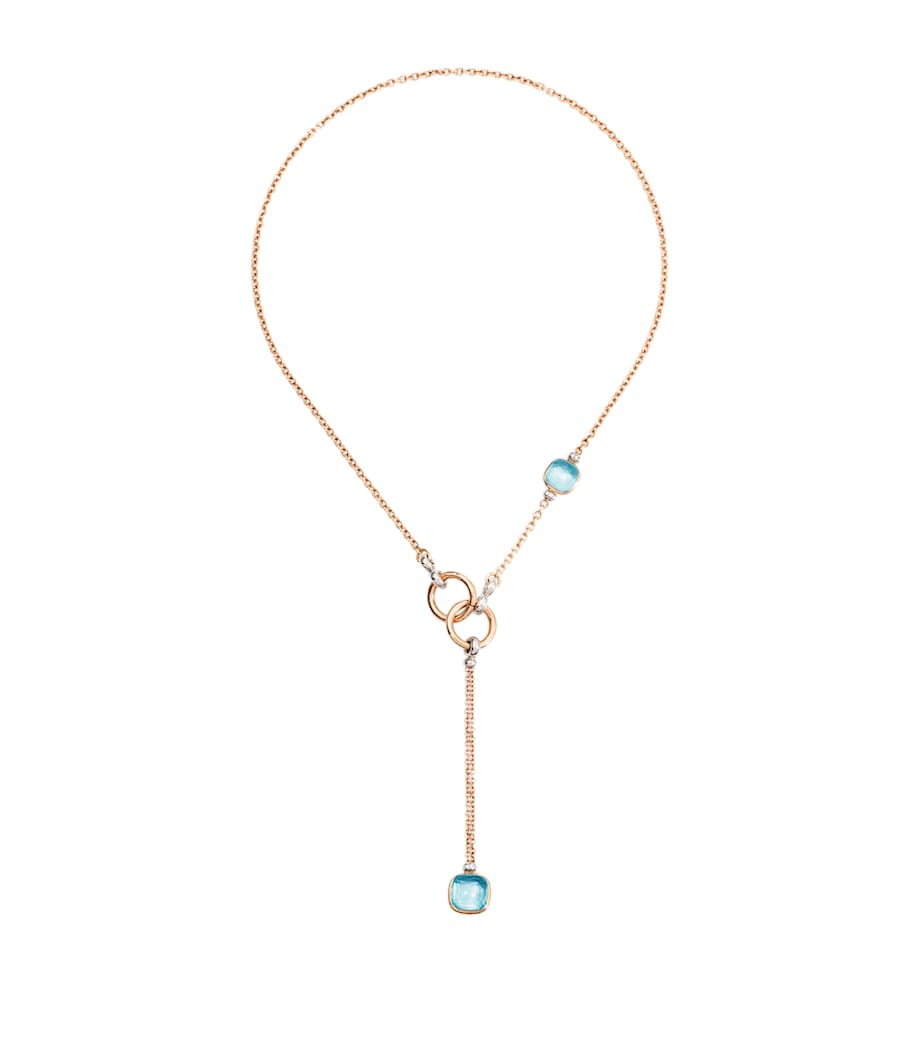 Pomellato Mixed Gold, Diamond and Topaz Nudo Necklace