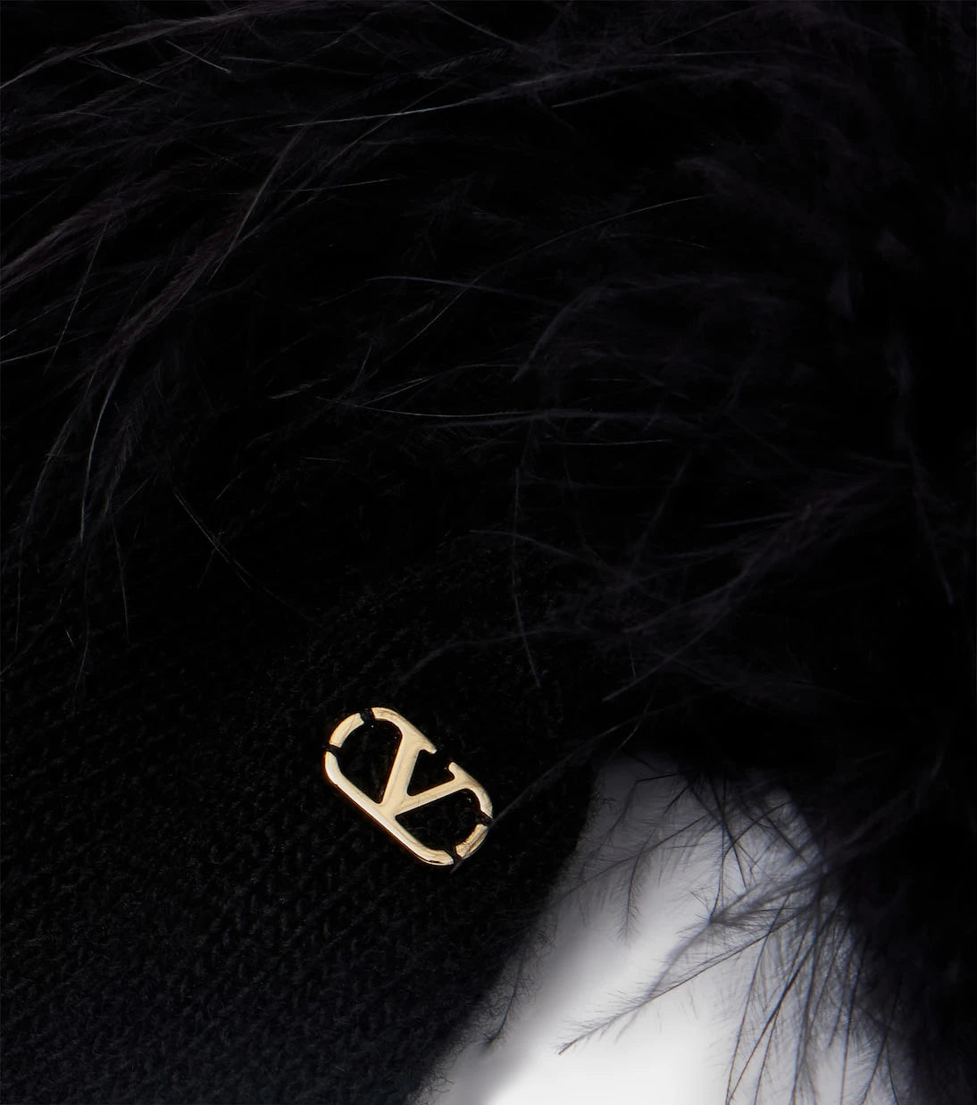 Valentino - VLogo feather-trimmed virgin wool gloves