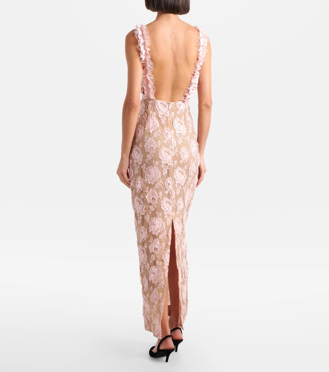 Alessandra Rich - Ruffled cotton-blend lace maxi dress