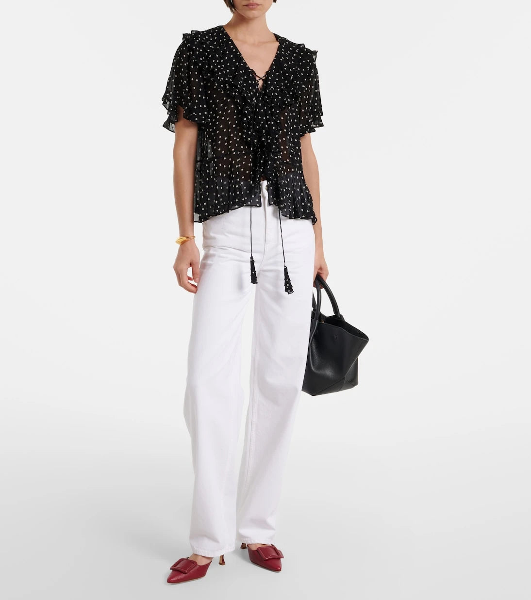 Dorothee Schumacher - Dans Eden Puantiyeler desenli ipek georgette bluz