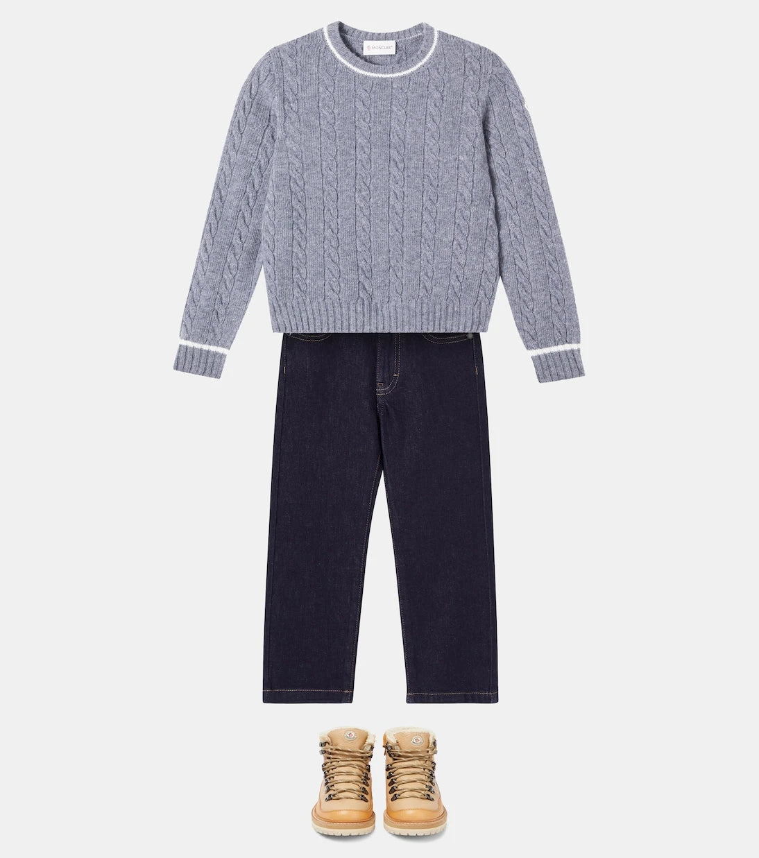 Moncler Enfant - سترة صوف بكر بشعار محبوك كابل