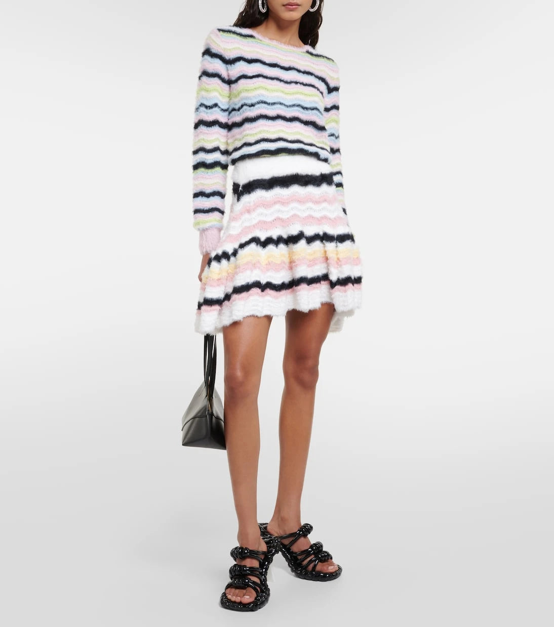 Susan Fang - Striped flared knit skirt