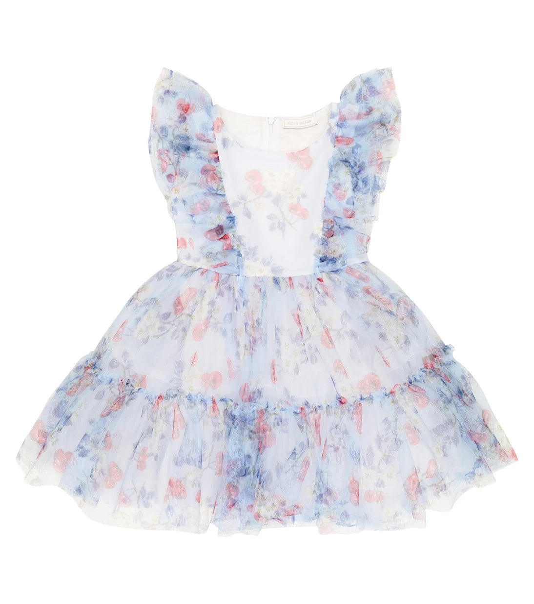 Monnalisa - Cherry-printed tulle dress