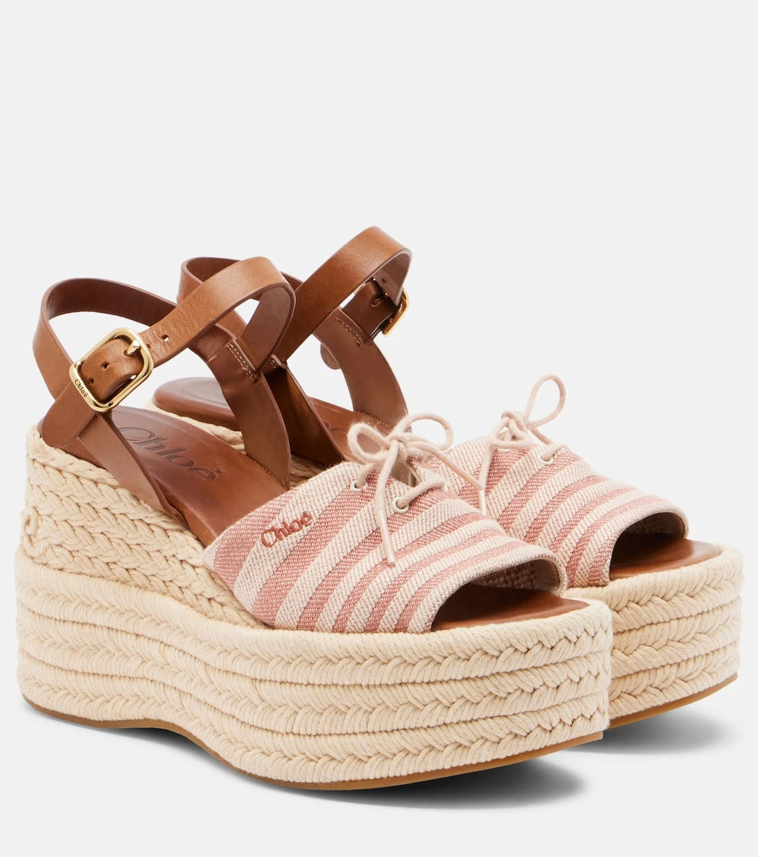 Chloé - Striped canvas espadrille wedge sandals