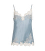 Blue Silk Lace-Trim Cami