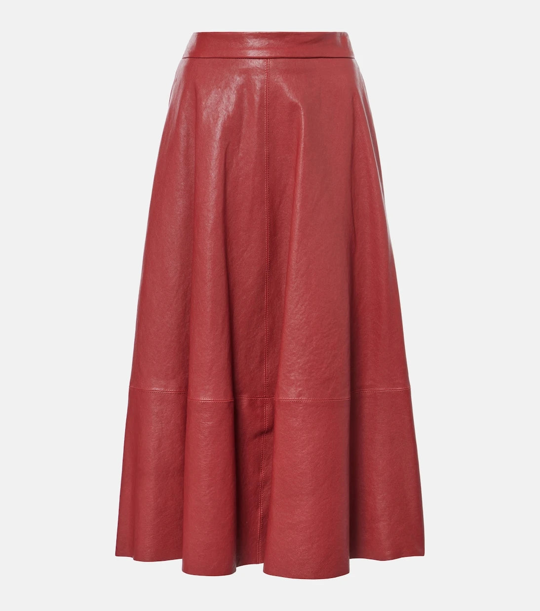 Brunello Cucinelli - High-rise leather midi skirt