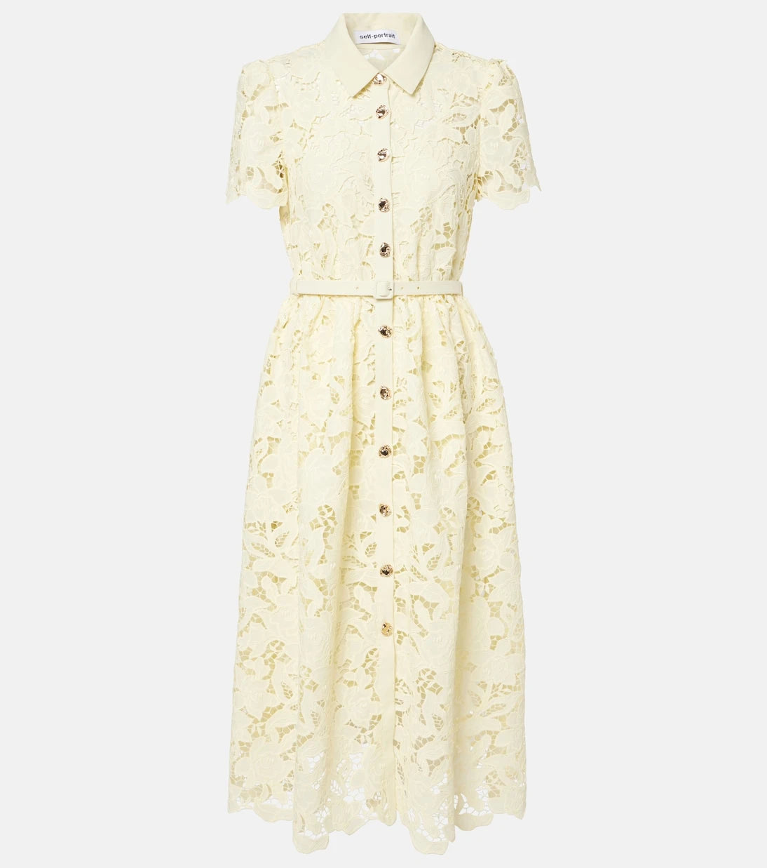 Self-Portrait - Lace-trimmed midi dress