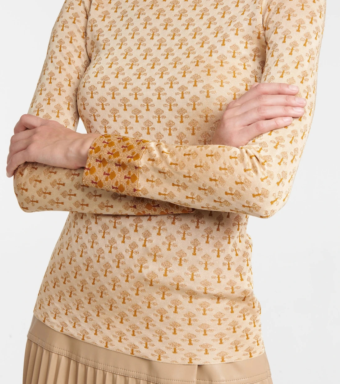 Rabanne - Metallic jacquard mockneck sweater