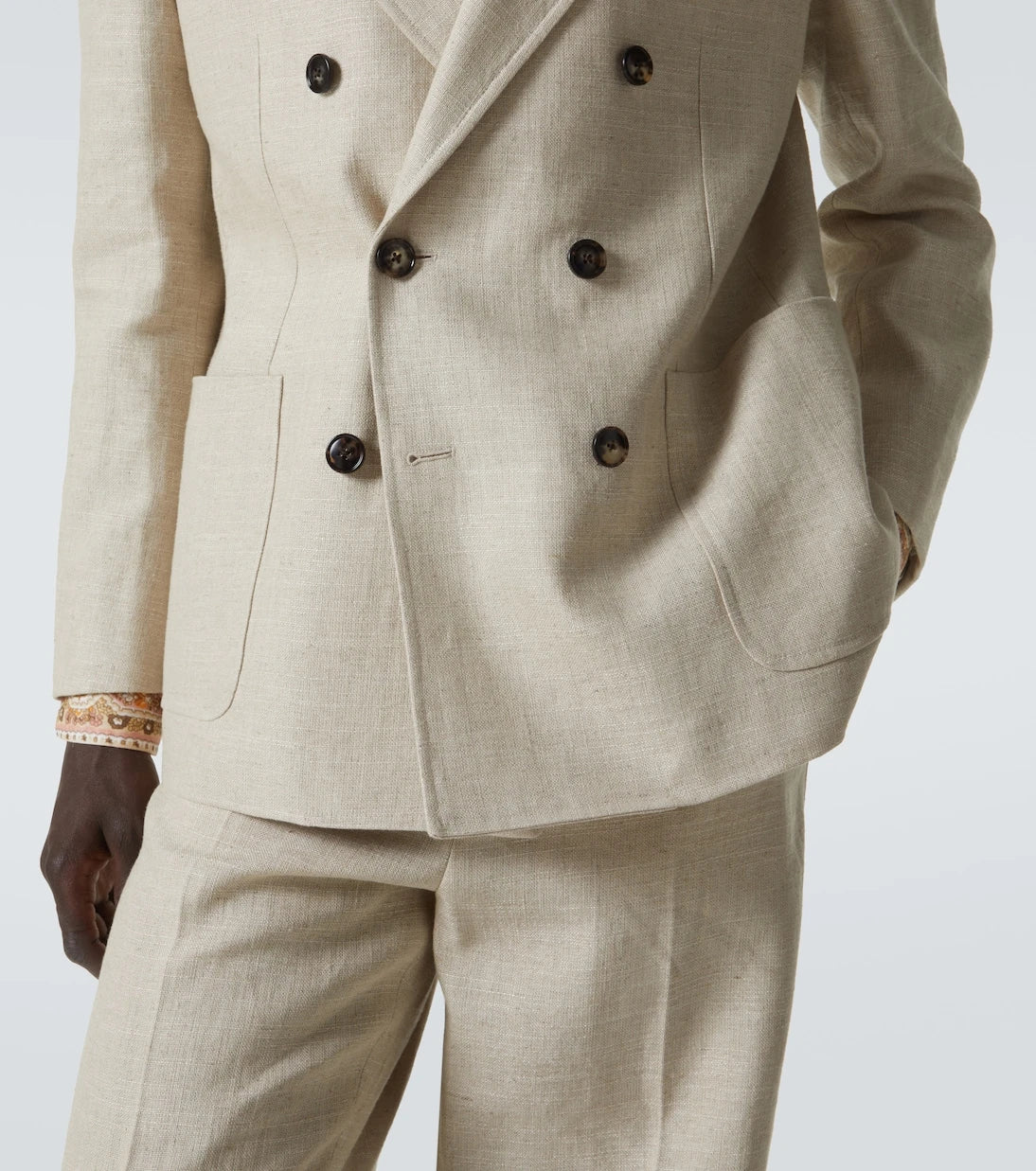 Valentino - Double-breasted linen-blend blazer