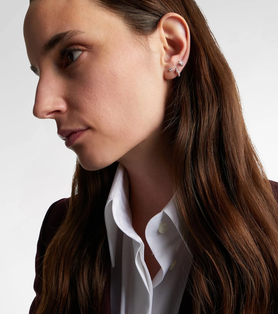 Maria Tash - 18kt white gold single earring with diamonds