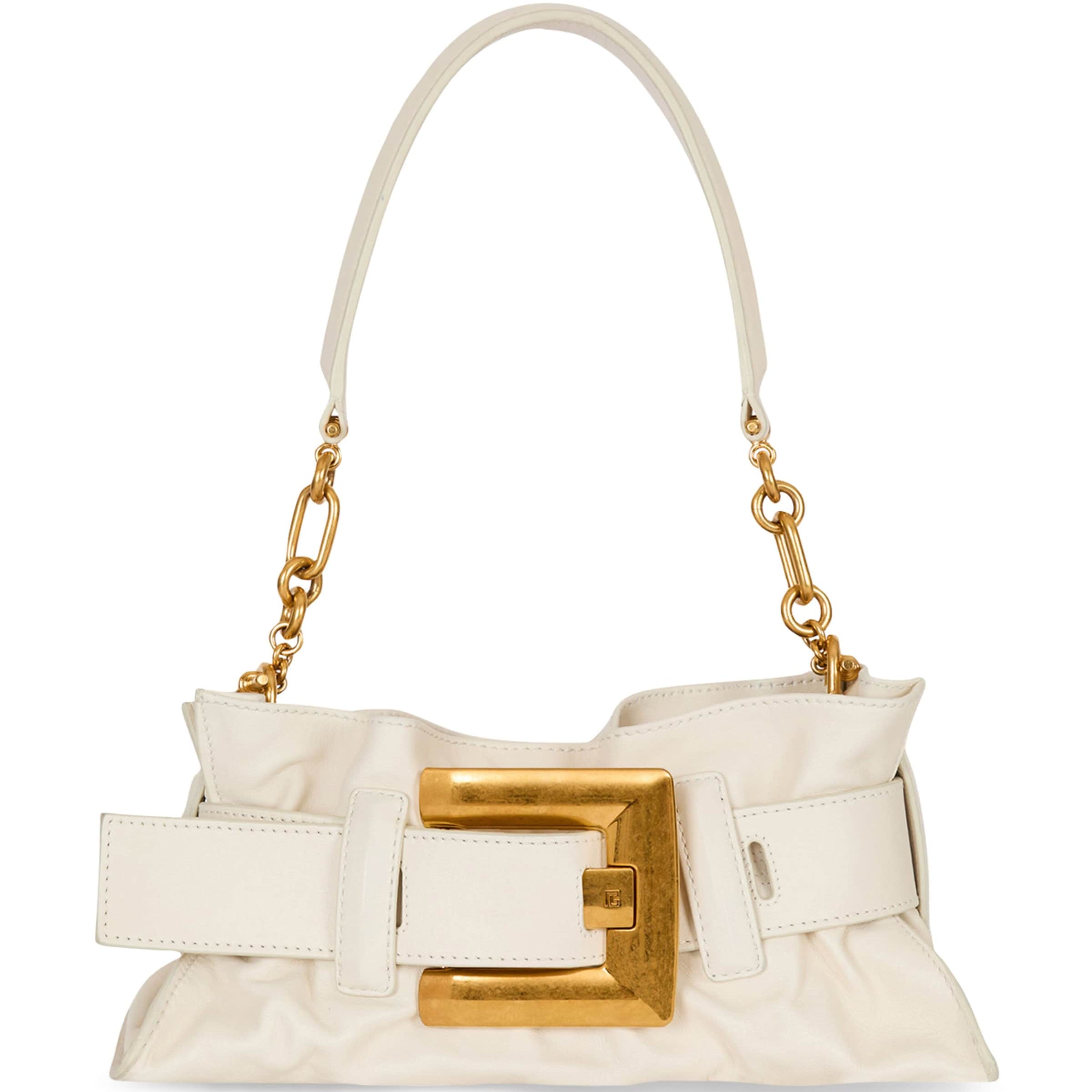 Balmain White Mini Leather Anthem Shoulder Bag