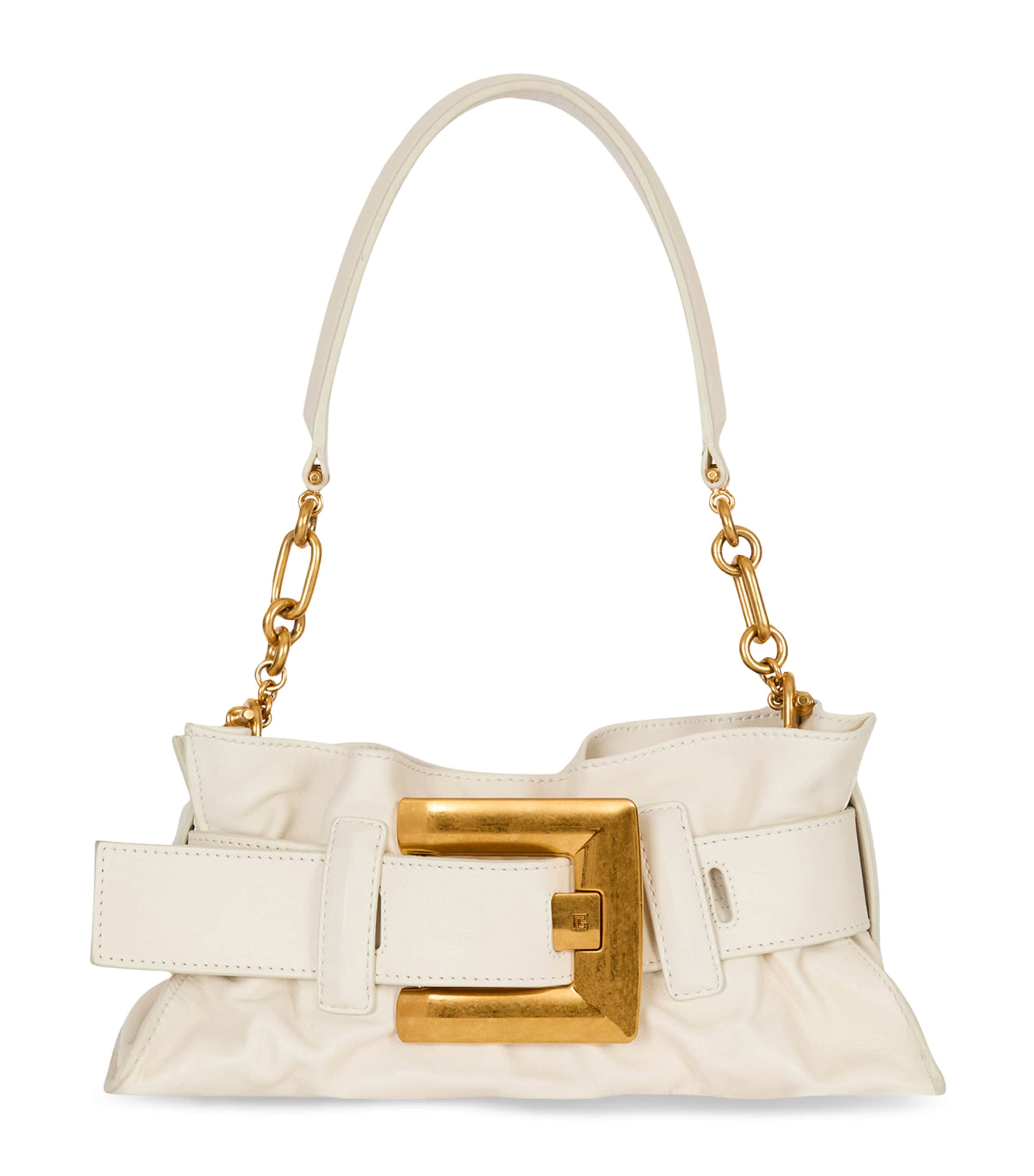 Balmain White Mini Leather Anthem Shoulder Bag