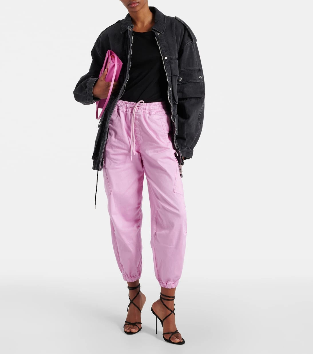 AG Jeans - بنطال كارجو قطني بخصر مرتفع