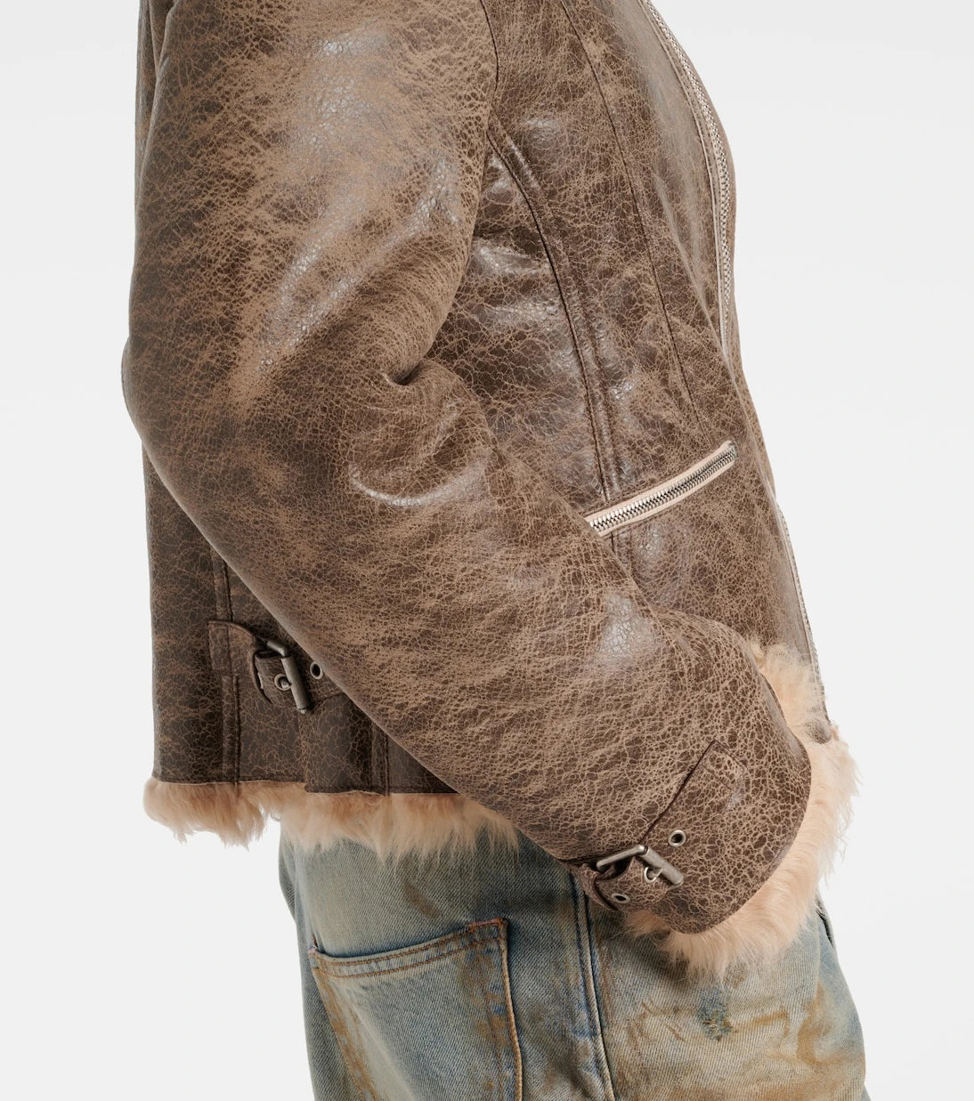 Acne Studios - Shearling-trimmed leather jacket