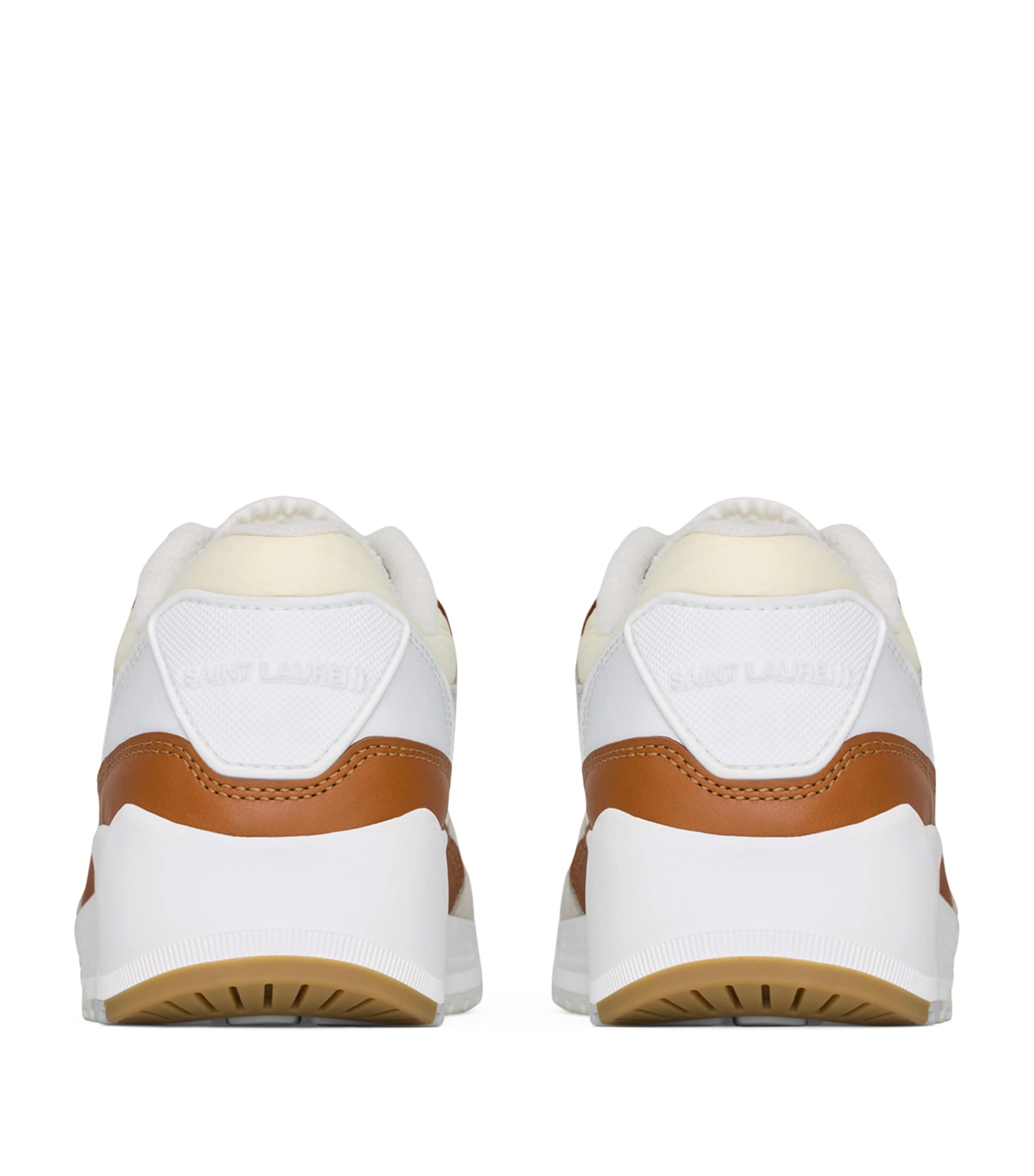 Saint Laurent White Suede-Trim Bump Sneakers