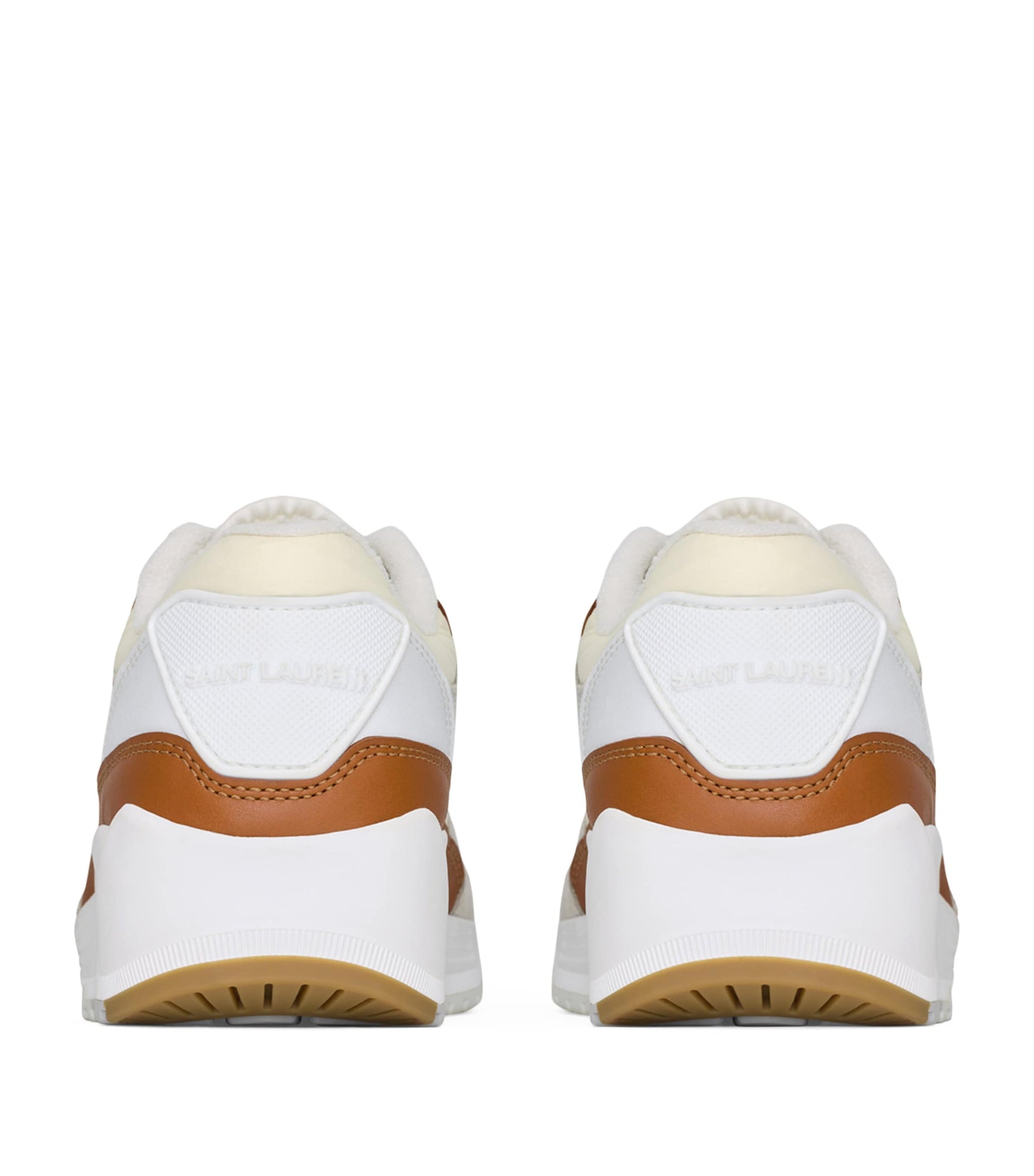 Saint Laurent White Suede-Trim Bump Sneakers