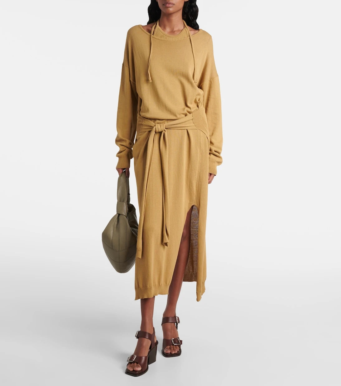 Lemaire - Trompe-l'œil cotton midi dress