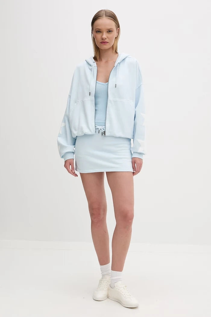 Guess Jeans fermuarlı ve kapüşonlu kadın pamuklu sweatshirt