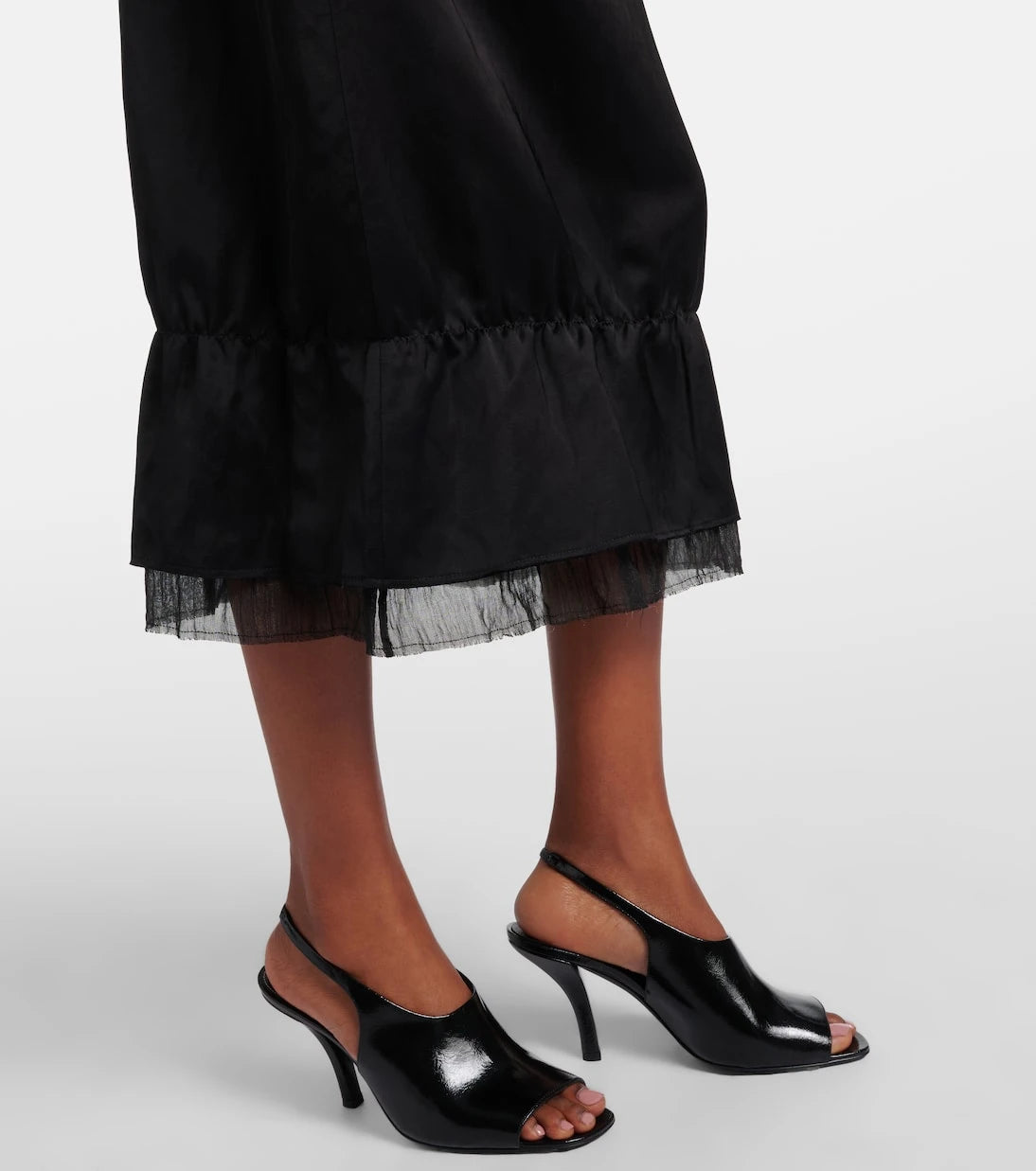 Toteme - Gauze-trimmed satin midi skirt