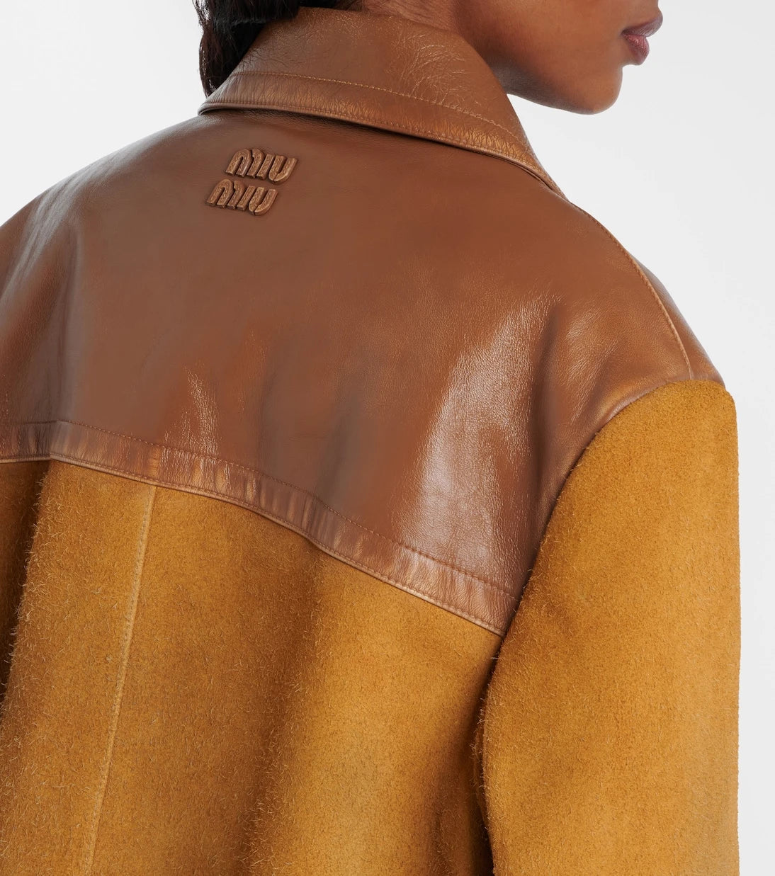 Miu Miu - Leather-trimmed suede jacket
